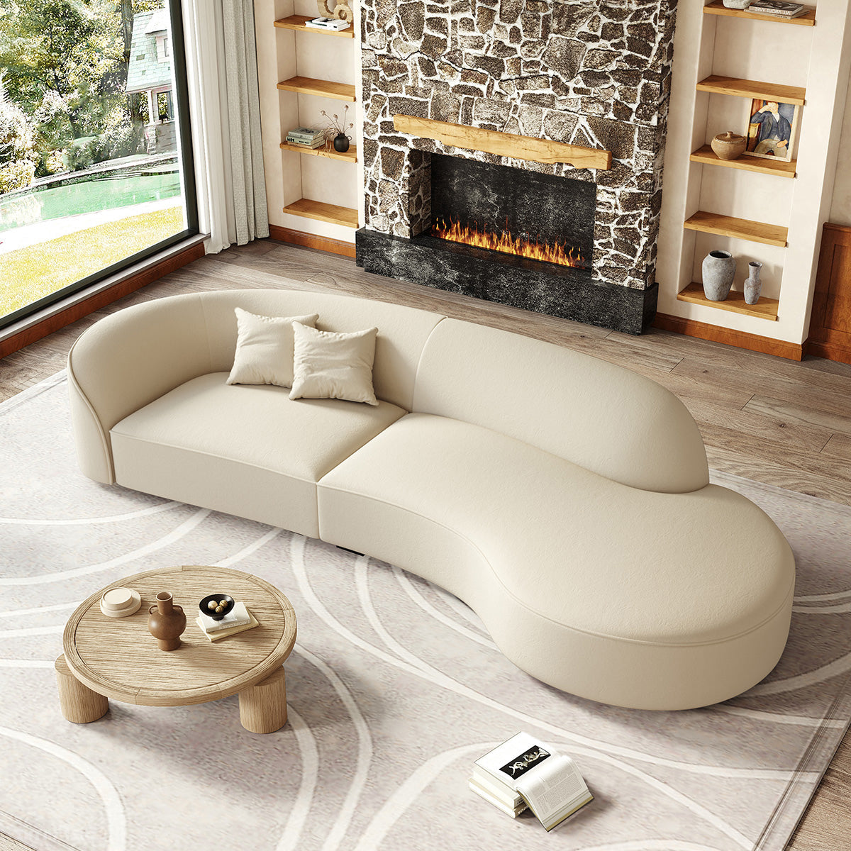 Curved Sectional Sofa with Solid Wood Frame for 4-6 People product view 8