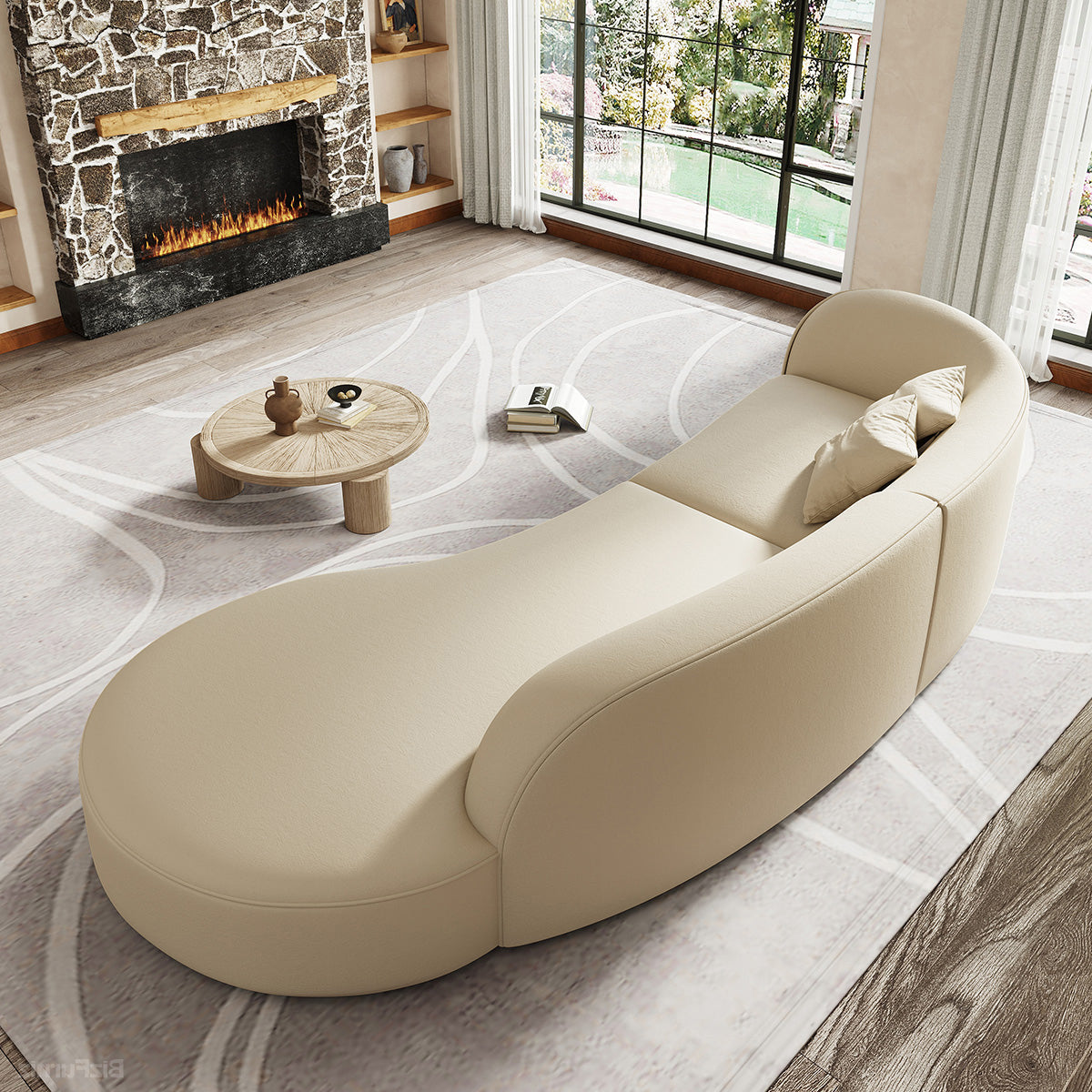 Curved Sectional Sofa with Solid Wood Frame for 4-6 People product view 10