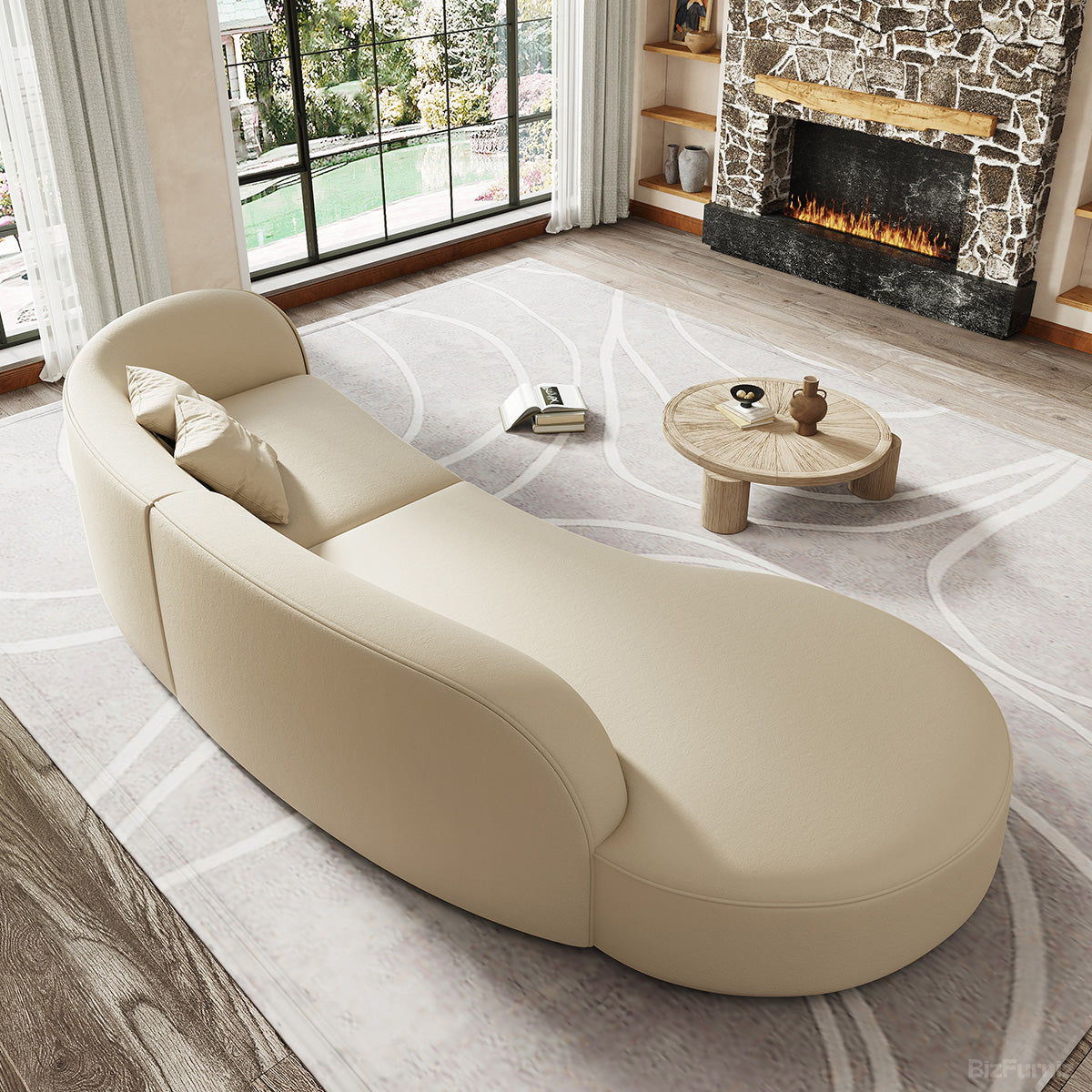 Curved Sectional Sofa with Solid Wood Frame for 4-6 People product view 3