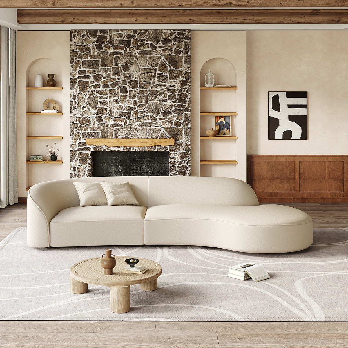 Curved Sectional Sofa with Solid Wood Frame for 4-6 People product view 9