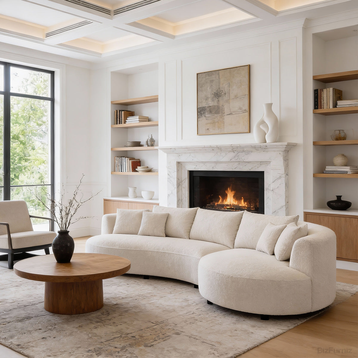 Curved Sectional Sofa 126 in Wide with Chaise