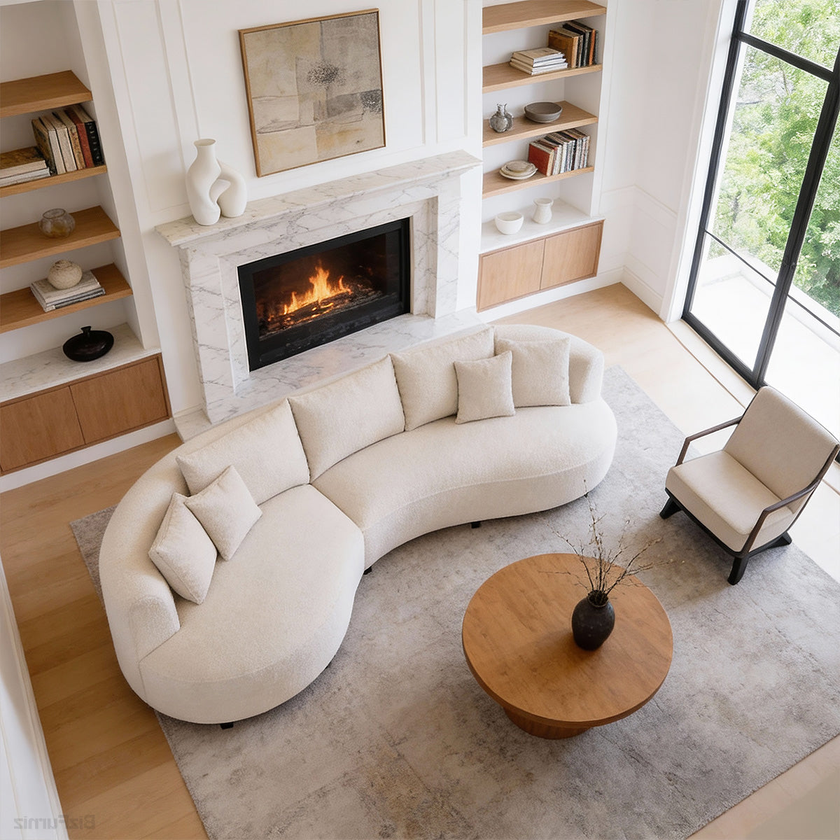 126" Curved Sectional Sofa with Solid Wood Frame and Cloud-Soft Padding for 4-6 People product view 12