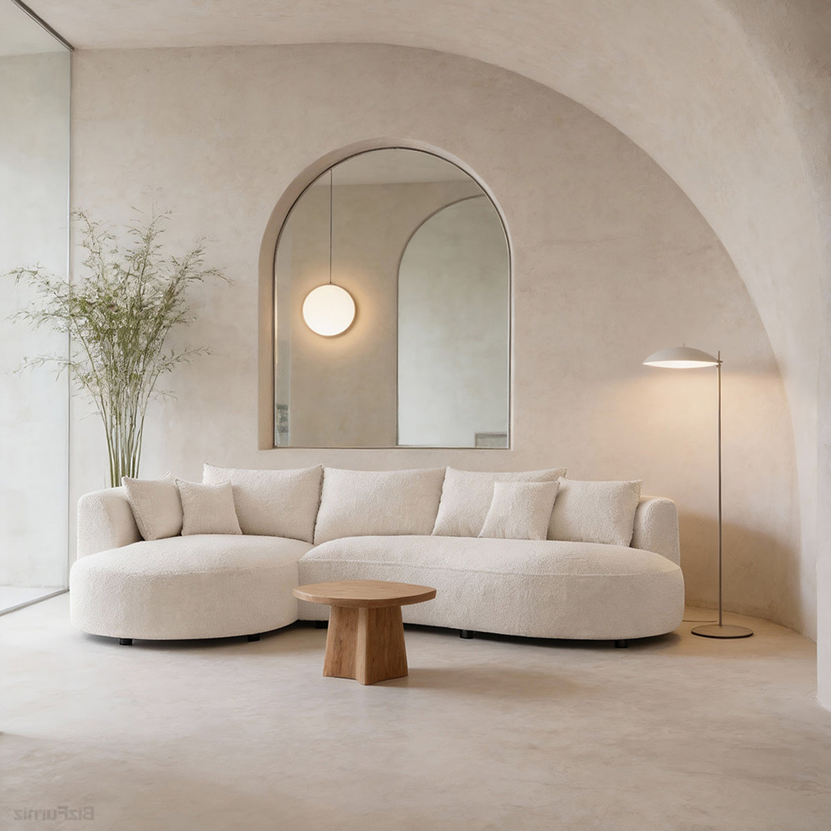 126" Curved Sectional Sofa with Solid Wood Frame and Cloud-Soft Padding for 4-6 People product view 10