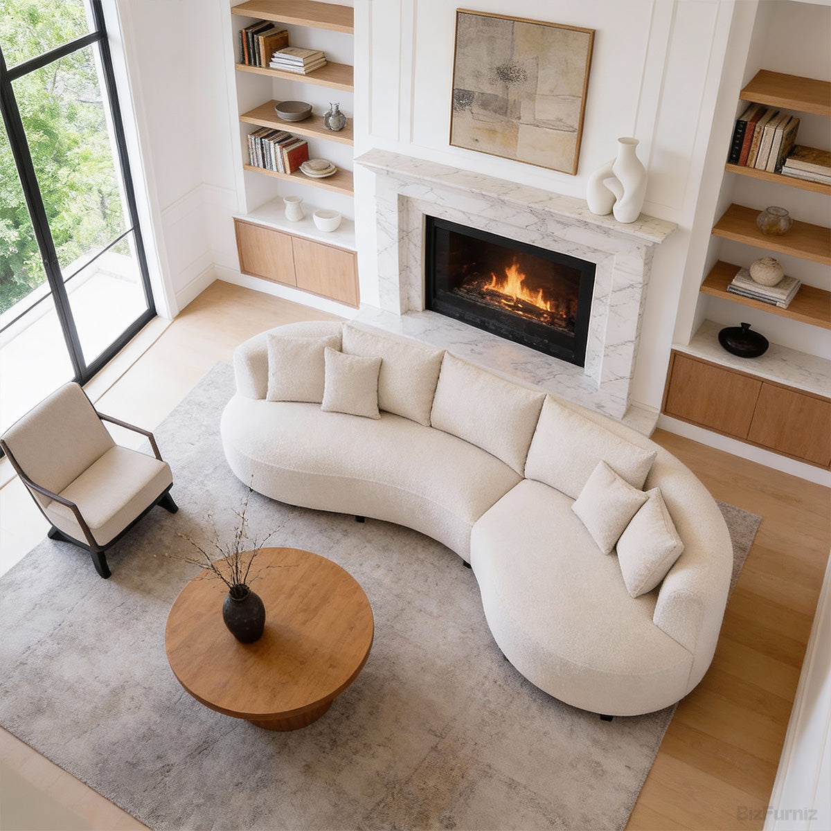 126" Curved Sectional Sofa with Solid Wood Frame and Cloud-Soft Padding for 4-6 People product view 4