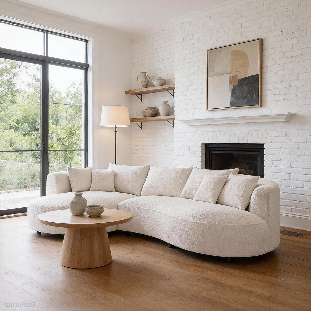 126" Curved Sectional Sofa with Solid Wood Frame and Cloud-Soft Padding for 4-6 People product view 11