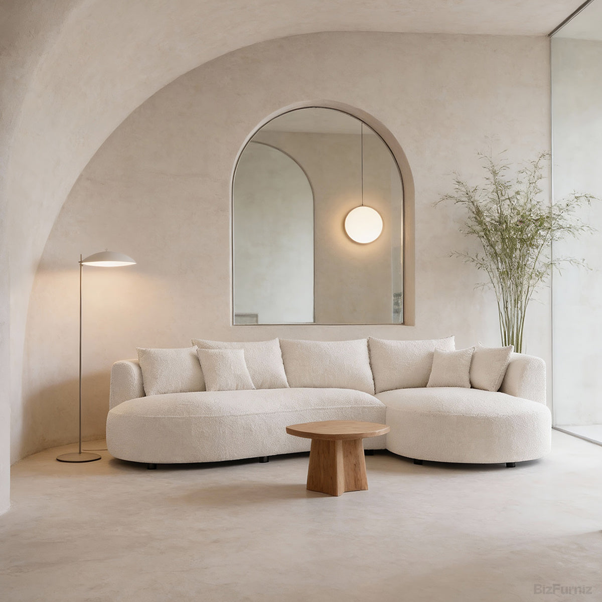 126" Curved Sectional Sofa with Solid Wood Frame and Cloud-Soft Padding for 4-6 People product view 2