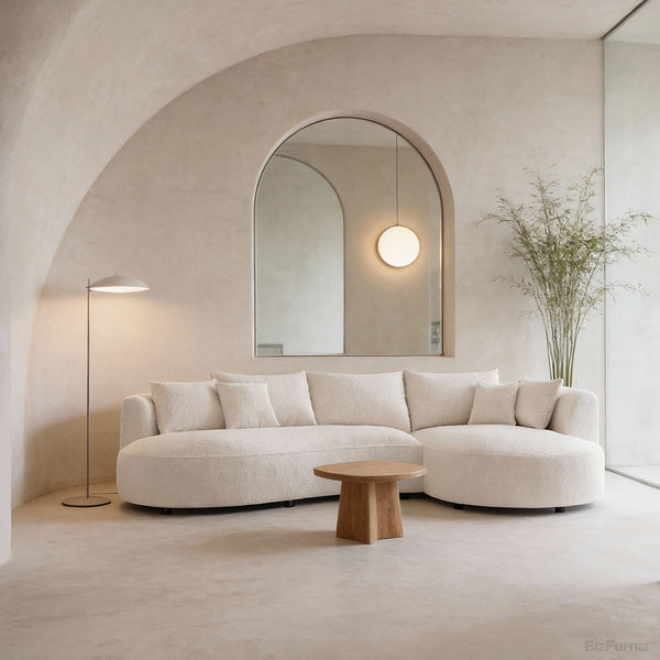 126" Curved Sectional Sofa with Solid Wood Frame and Cloud-Soft Padding for 4-6 People product view 2