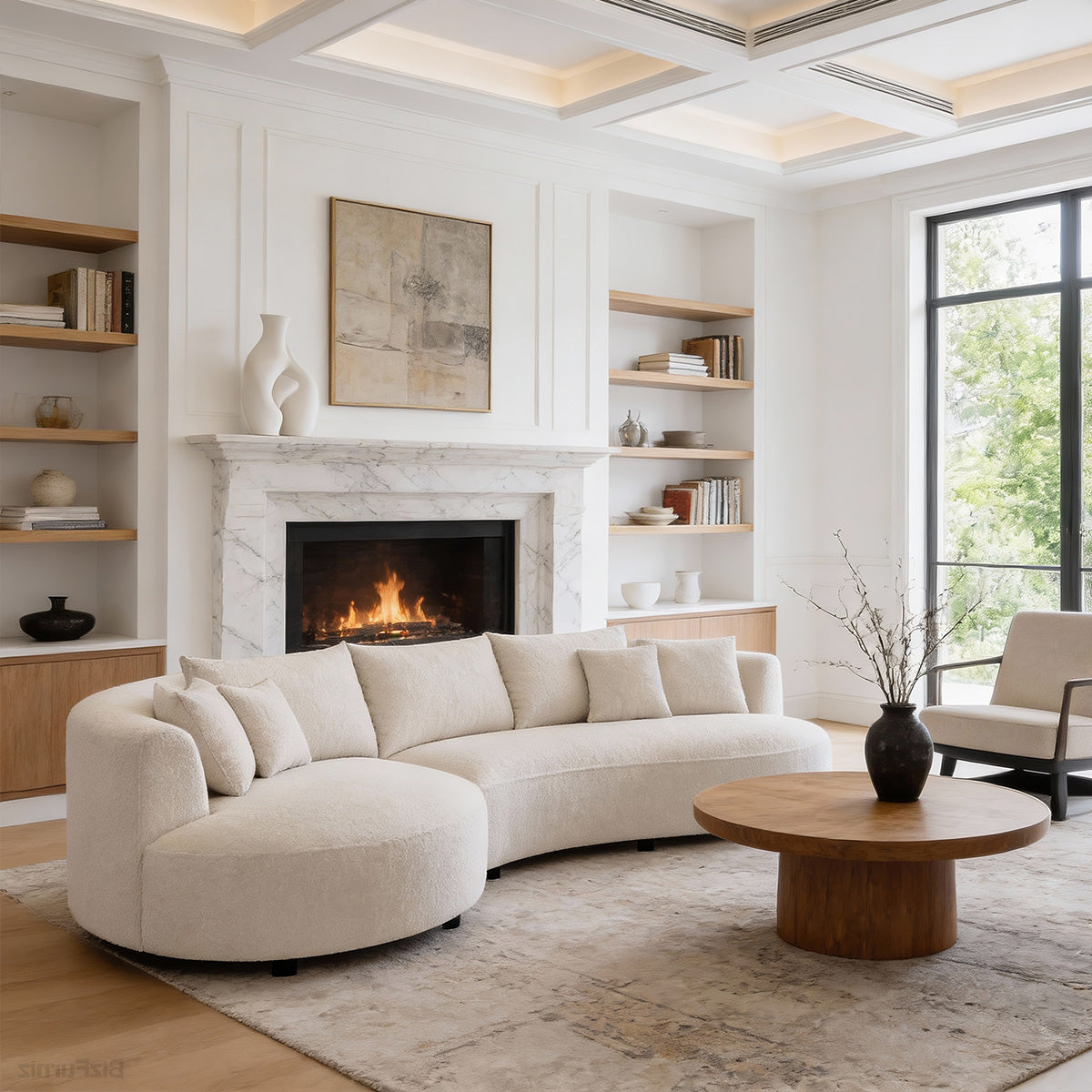 126" Curved Sectional Sofa with Solid Wood Frame and Cloud-Soft Padding for 4-6 People product view 9