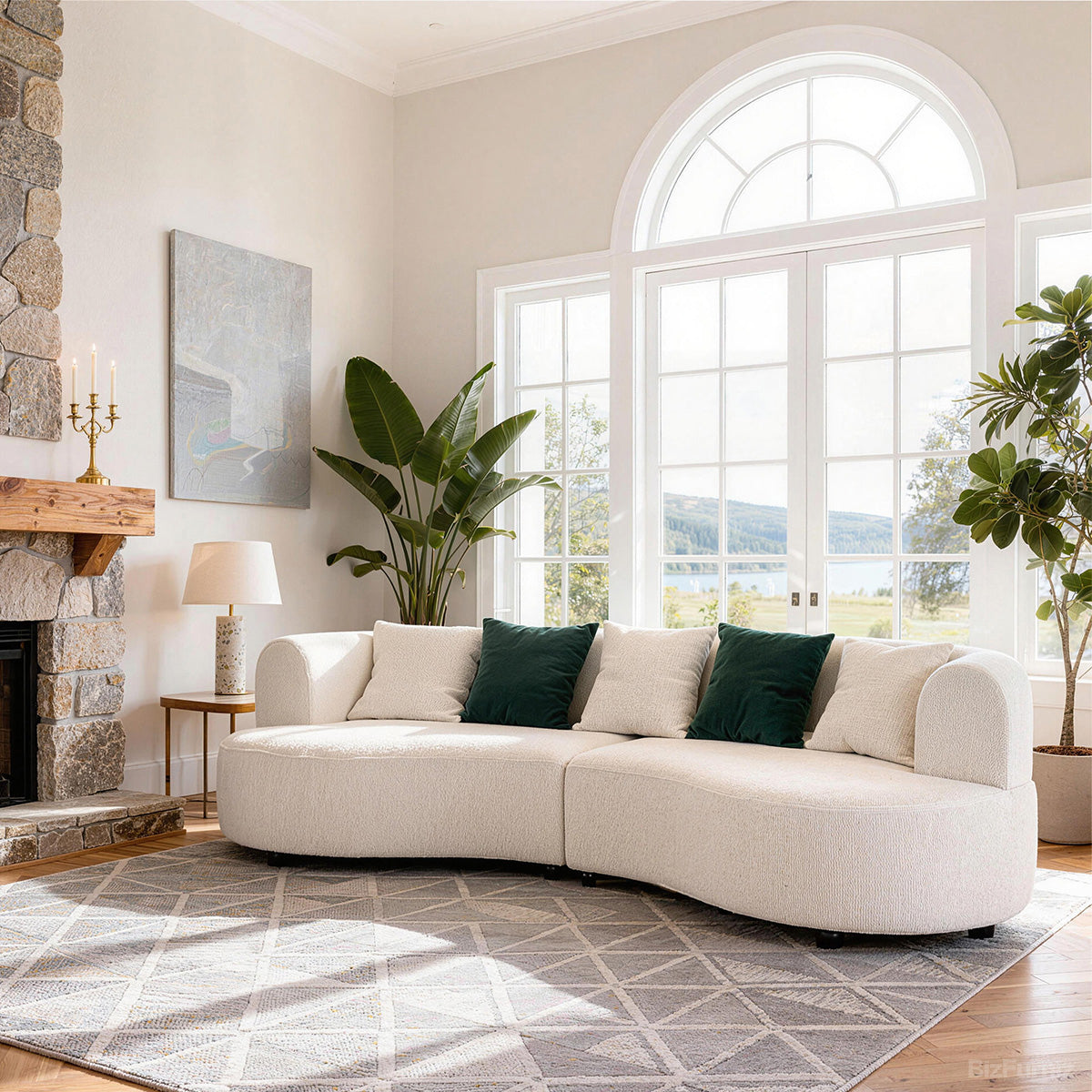 104" Curve Sofa with Soft Cushion and Solid Wood Frame product view 2