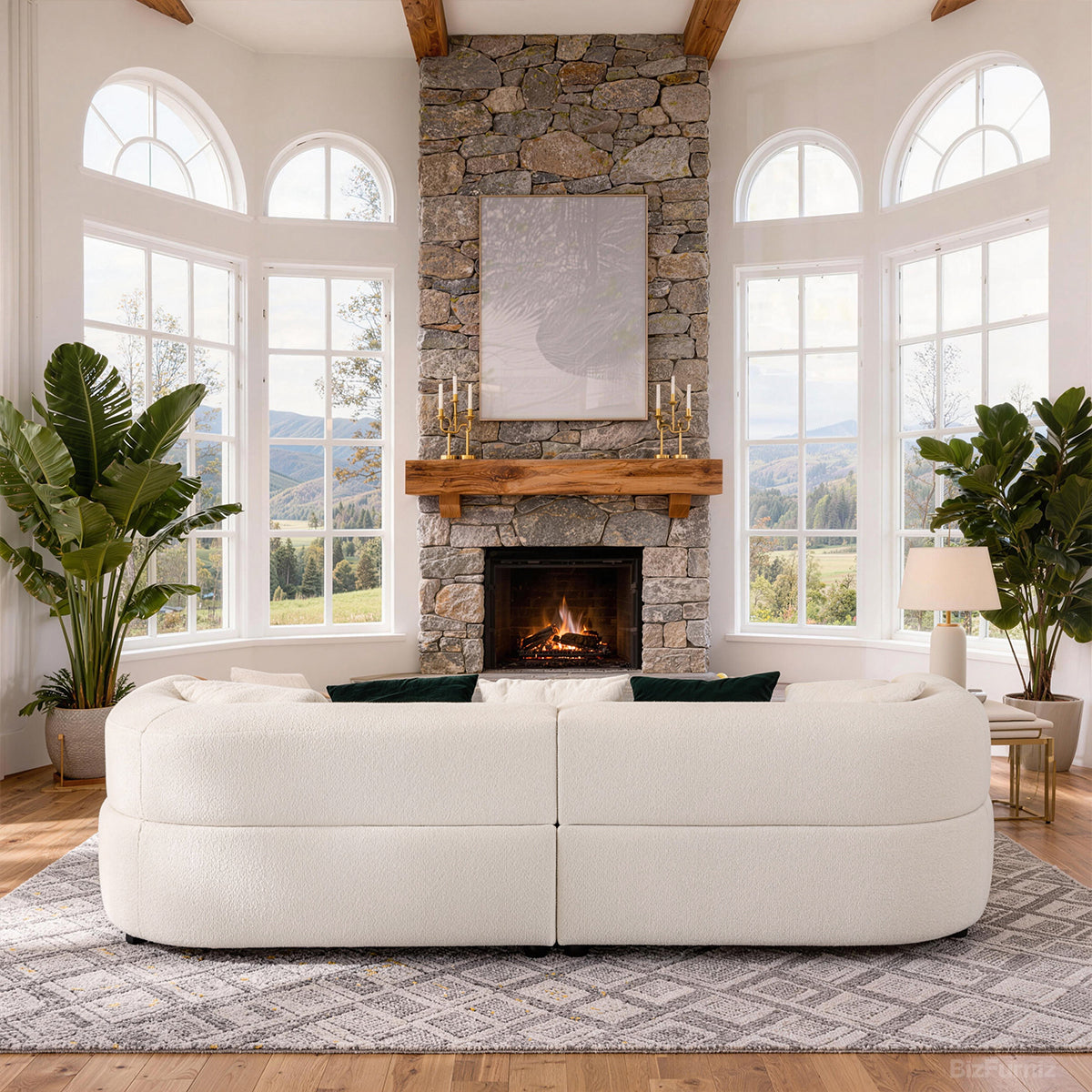 104" Curve Sofa with Soft Cushion and Solid Wood Frame product view 4