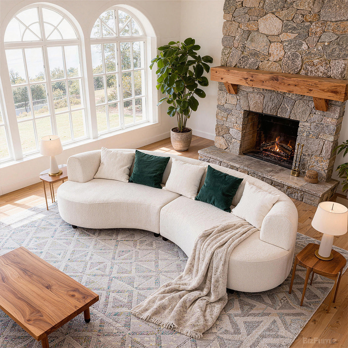 104" Curve Sofa with Soft Cushion and Solid Wood Frame product view 3