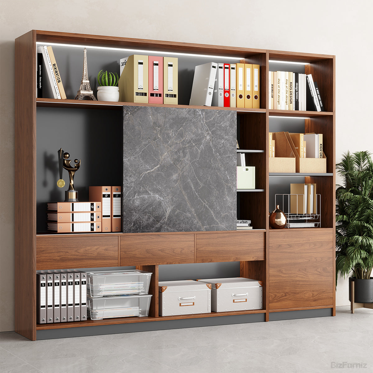 95" Modern Multi-Zone Bookshelf, All-in-One Storage Cabinet for Home and Offices product view 4