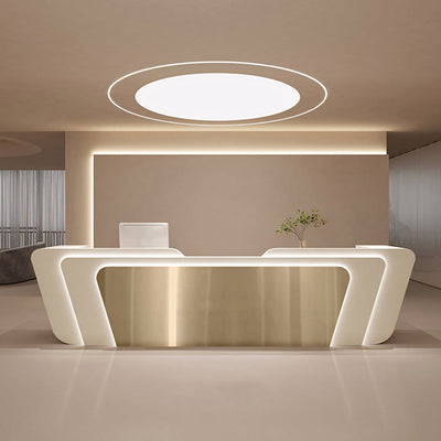 Tiered Reception Desk 71–150 in Wide, Steel Trim