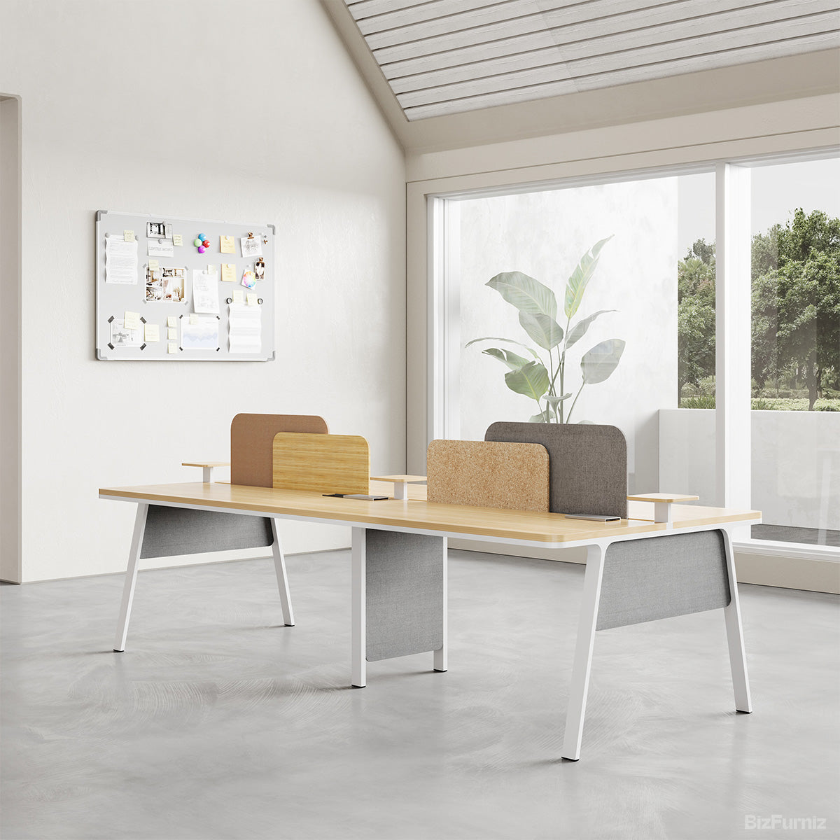 110-inch 4-person Office Desk with Partition and Cable Management product view 3