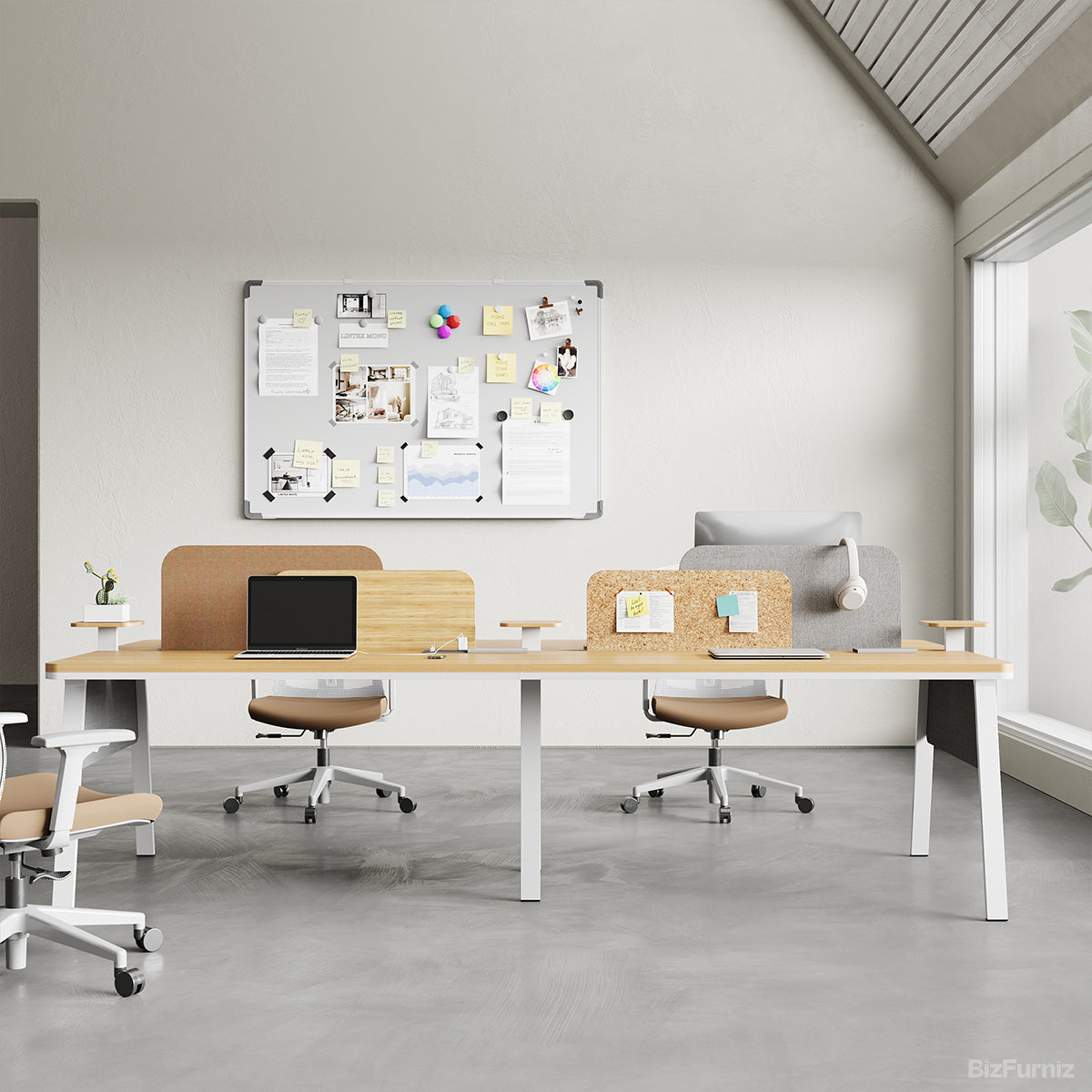 110-inch 4-person Office Desk with Partition and Cable Management product view 2