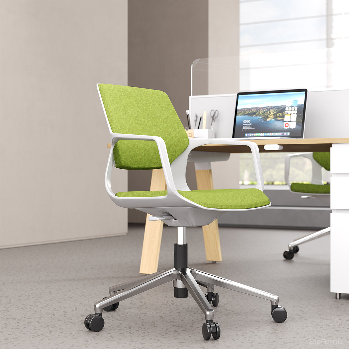 White and Lime Office Chair - Contemporary Ergonomics for the Modern Workspace for modern office workspace