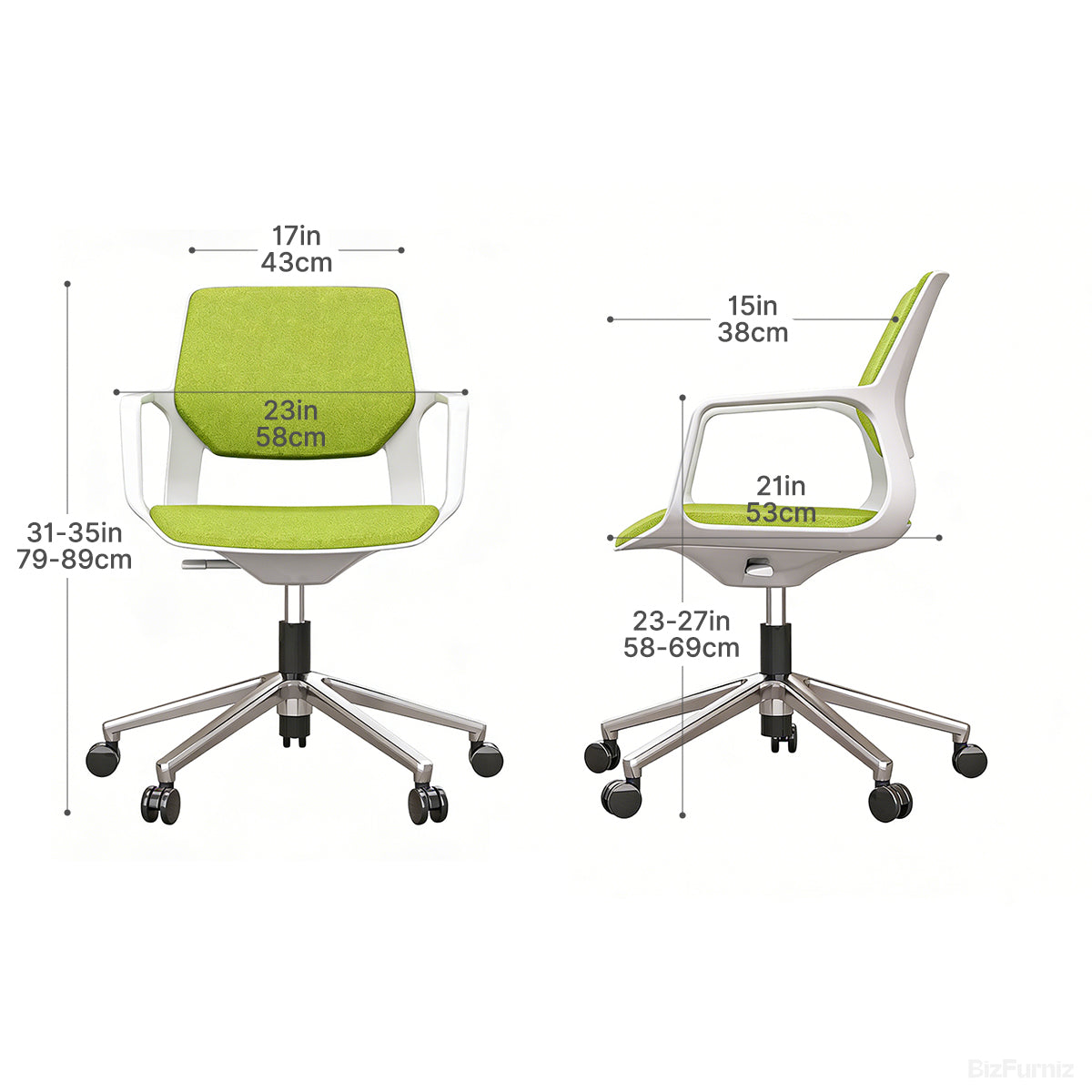 White and Lime Office Chair - Contemporary Ergonomics for the Modern Workspace product view 5