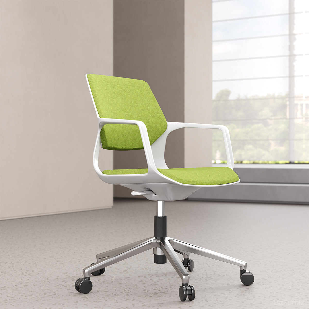 White and Lime Office Chair - Contemporary Ergonomics for the Modern Workspace product view 4